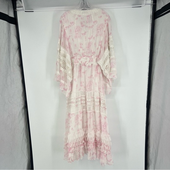FillyBoo Charm Your Way Ruched Cottagecore Maxi Dress Gown in Sunday Pink Large - Picture 6 of 12